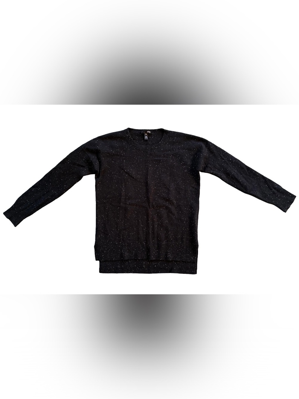 AQUA 100% Cashmere Black Speckled Crewneck Sweater | Women’s Size Medium